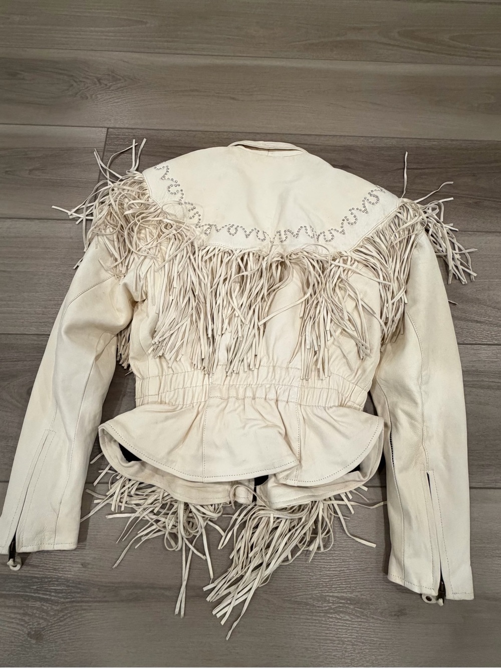 Vintage Leather jacket fringe studded Western World by Shaf Size XXL - Picture 7 of 10